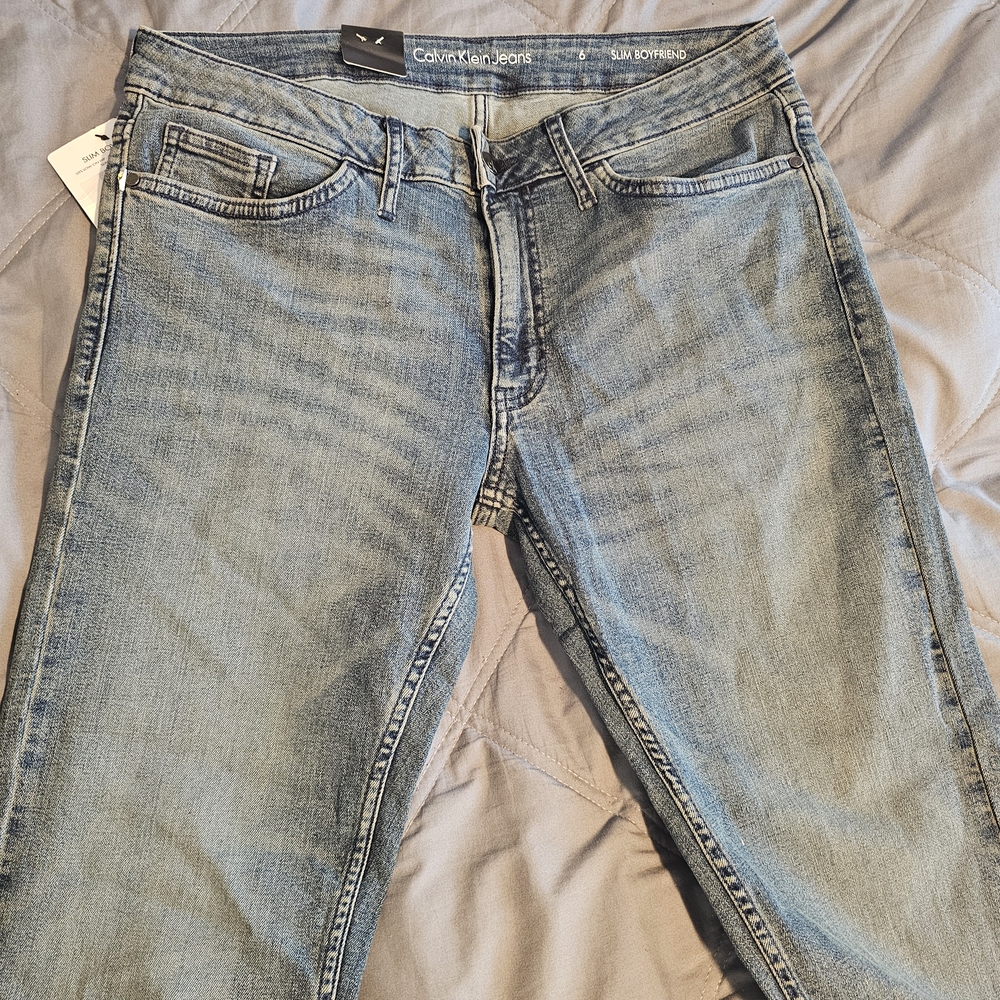 Calvin Klein Blue Boyfriend Jeans Distressed Vintage